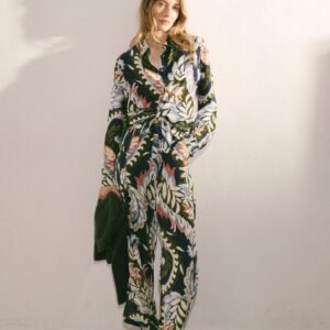 Silk Petal Paisley Print Trouser
