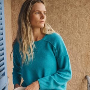 Cashmere crew neck sweater - Aqua
