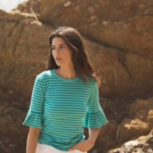 Stripe cotton t-shirt - Green Tonal