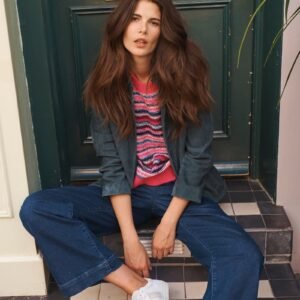 Denim wide leg crop jean